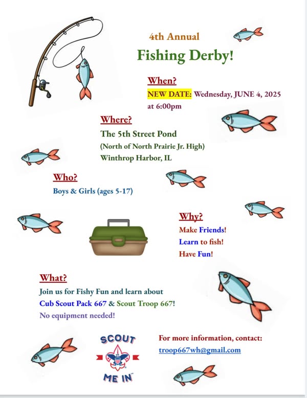 Scout Me In’s 4th Annual Fishing Derby in Winthrop Harbor