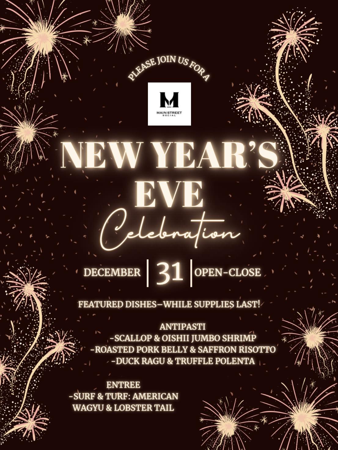 New Year's Eve Celebration at Main Street Social