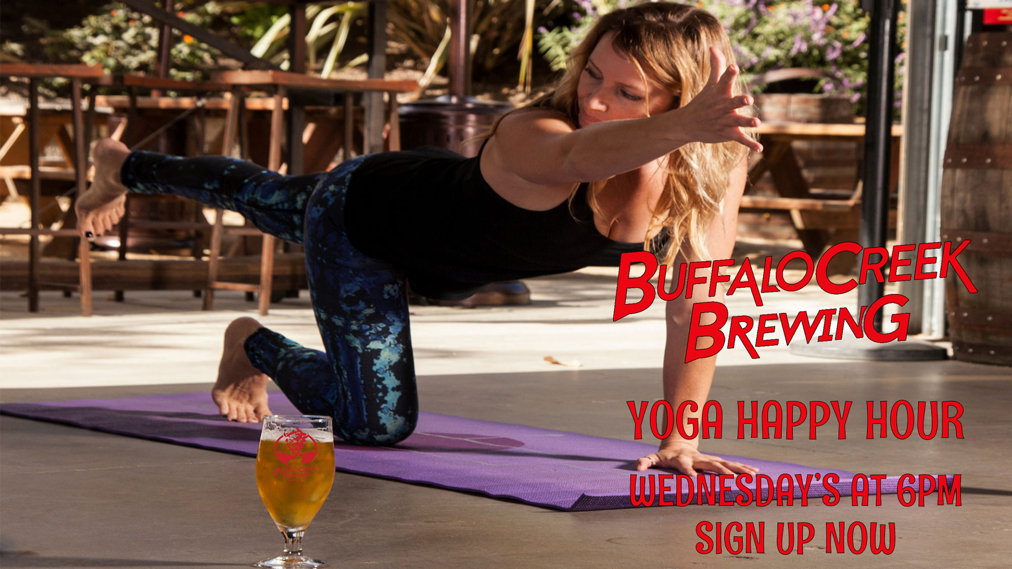 Happy Hour Yoga Wednesdays at Buffalo Creek Brewing