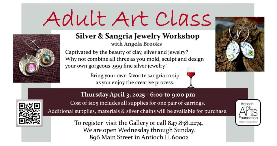 Silver & Sangria Jewlry Workshop at Antioch Fine Arts