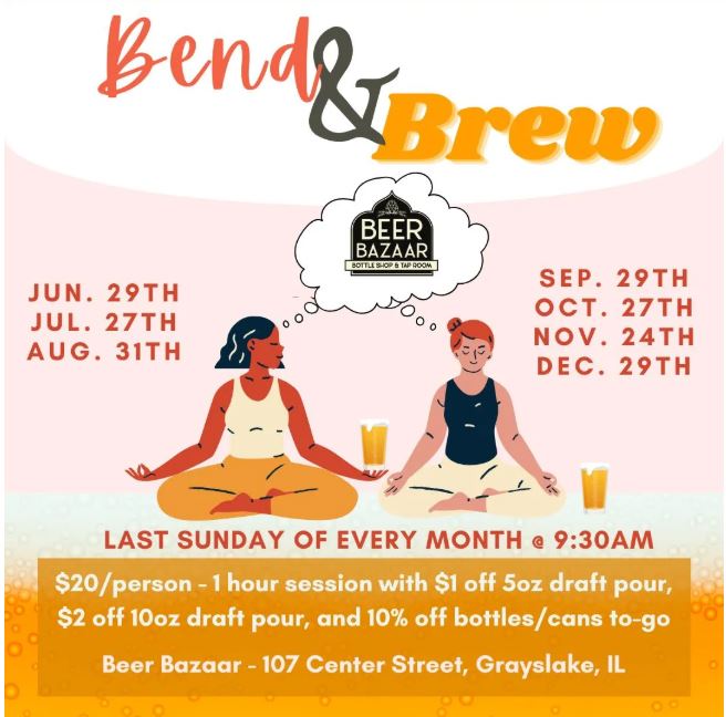 Bend and Brew Beer Yoga at Beer Bazaar