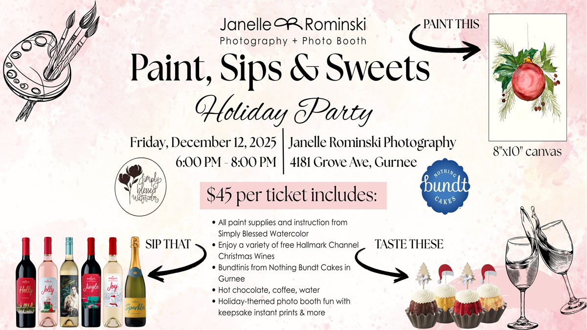 Paint, Sips and Sweets Holiday Party at Janelle Rominski Photography's Studio