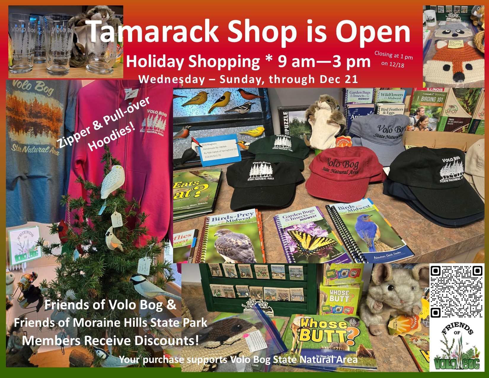 Tamarack Shop Open for Holiday Shopping at Volo Bog State Natural Area