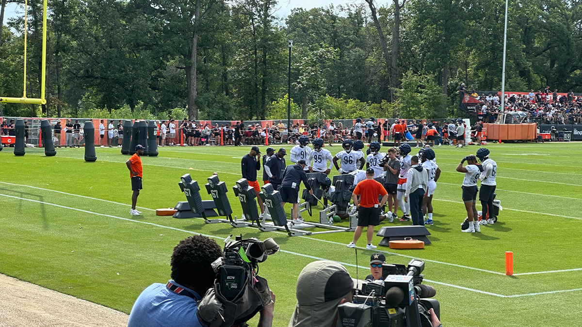 Highland Park High School football team visits Bears training camp